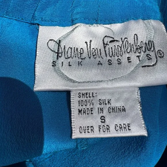 Diane Von Furstenberg Silk Assets Blue All Silk Sleeveless Tank Top Pants Set XS - Picture 10 of 12